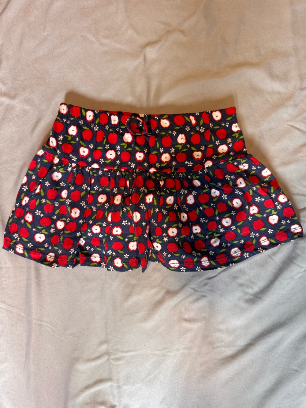 Max Studio Navy Skort with Red and White Apple Print